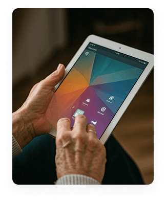 Senior using tablet
