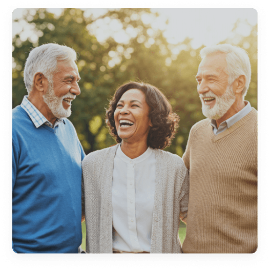 Happy seniors laughing together